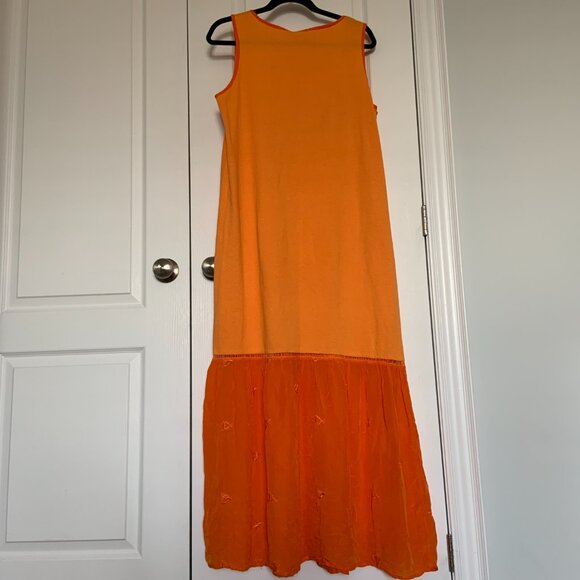 Johnny Was T-shirt Sleeveless Tank Maxi Dress 100% Cotton Orange Size M - Picture 3 of 14